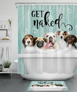 Retro Pet Dog Print Shower Curtain For A Fun Bath Time