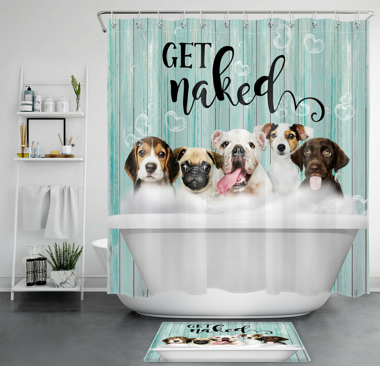 Retro Pet Dog Print Shower Curtain For A Fun Bath Time
