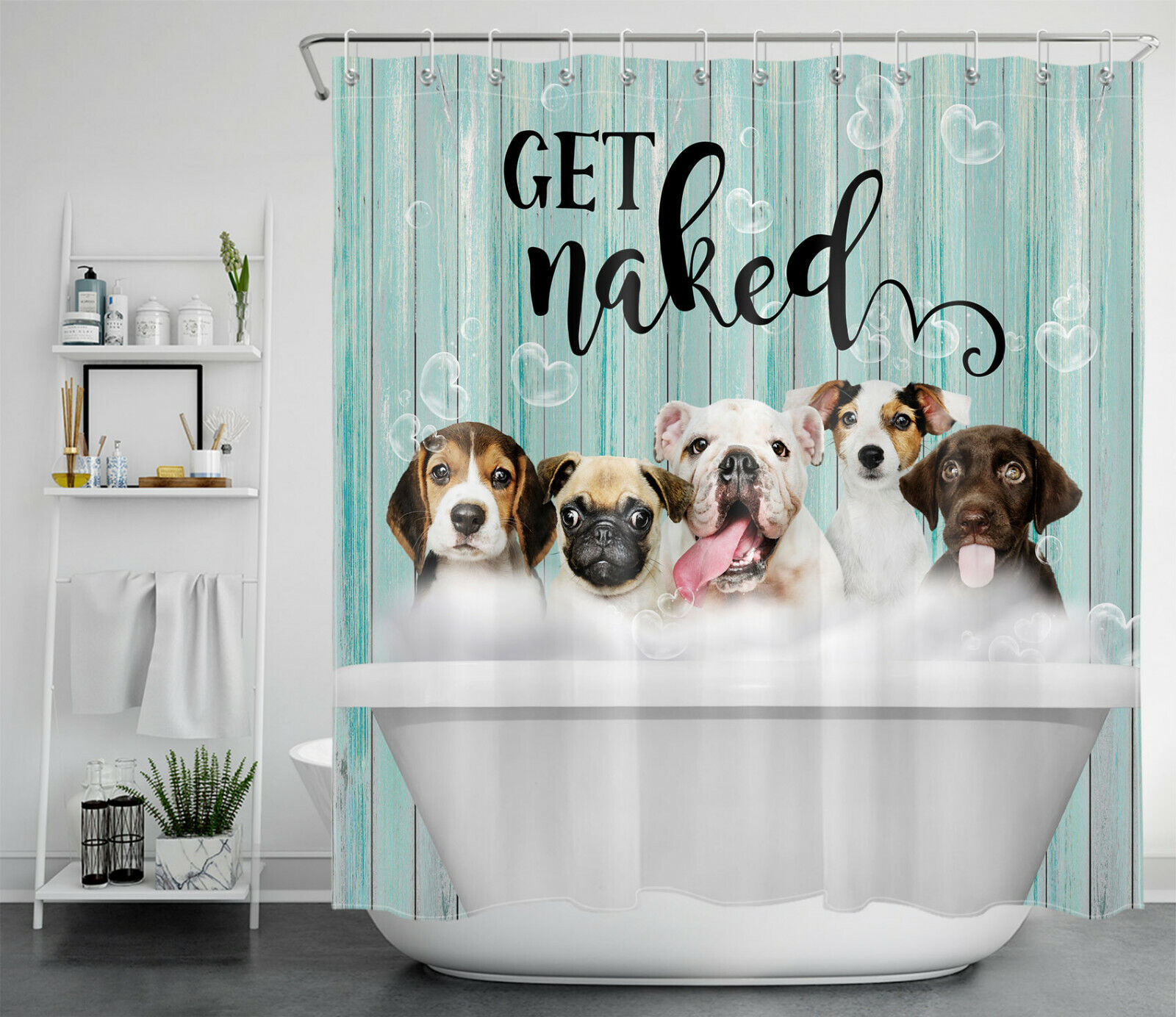 Retro Pet Dog Print Shower Curtain For A Fun Bath Time