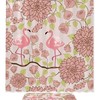 Retro Pink Flamingo Shower Curtain with Floral Design - Cute Fabric Curtain for Bathroom