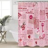 Retro Pink Red Love Heart Shower Curtain With Vintage Prints For A Romantic Feel
