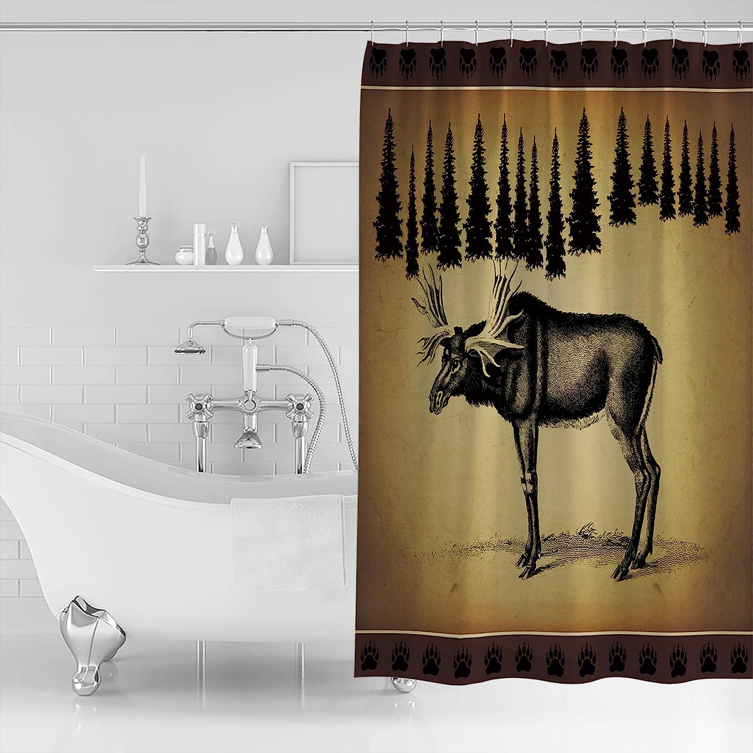 Retro Polar Bear Vintage Bathroom Shower Curtain for Nostalgic Vibes