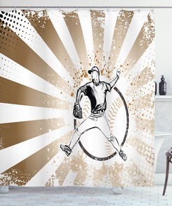 Retro Pop Art Print Brown Shower Curtain For Bathroom
