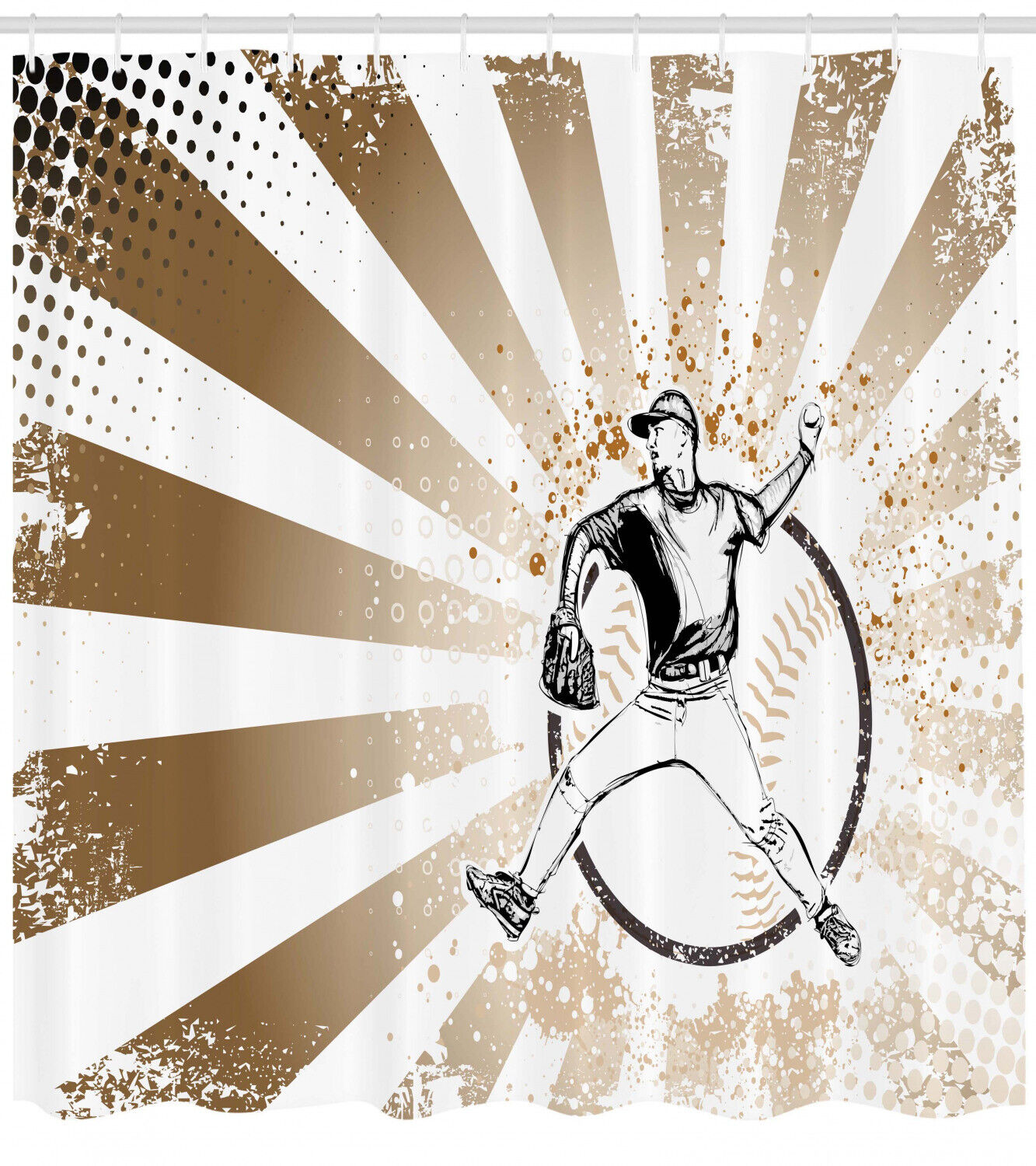 Retro Pop Art Print Brown Shower Curtain For Bathroom - Image 2