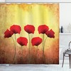 Retro Poppy Flowers Print Shower Curtain For Bathroom