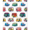 Retro RV Fun Camping Happy Camper Stall Shower Curtain Set for Camper Bathroom