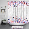 Retro Red Blue Stars Independence Day Shower Curtain - Patriotic Bathroom Accessories Set