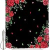 Retro Red Pink Flower Love Heart Valentine's Day Shower Curtain