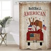 Retro Red Truck Old Newspaper Style Shower Curtain for Vintage Bathroom Decor