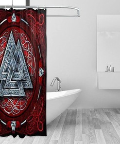 Retro Runic Viking Norse Mythology Shower Curtain - Waterproof Curtain for Home Decor