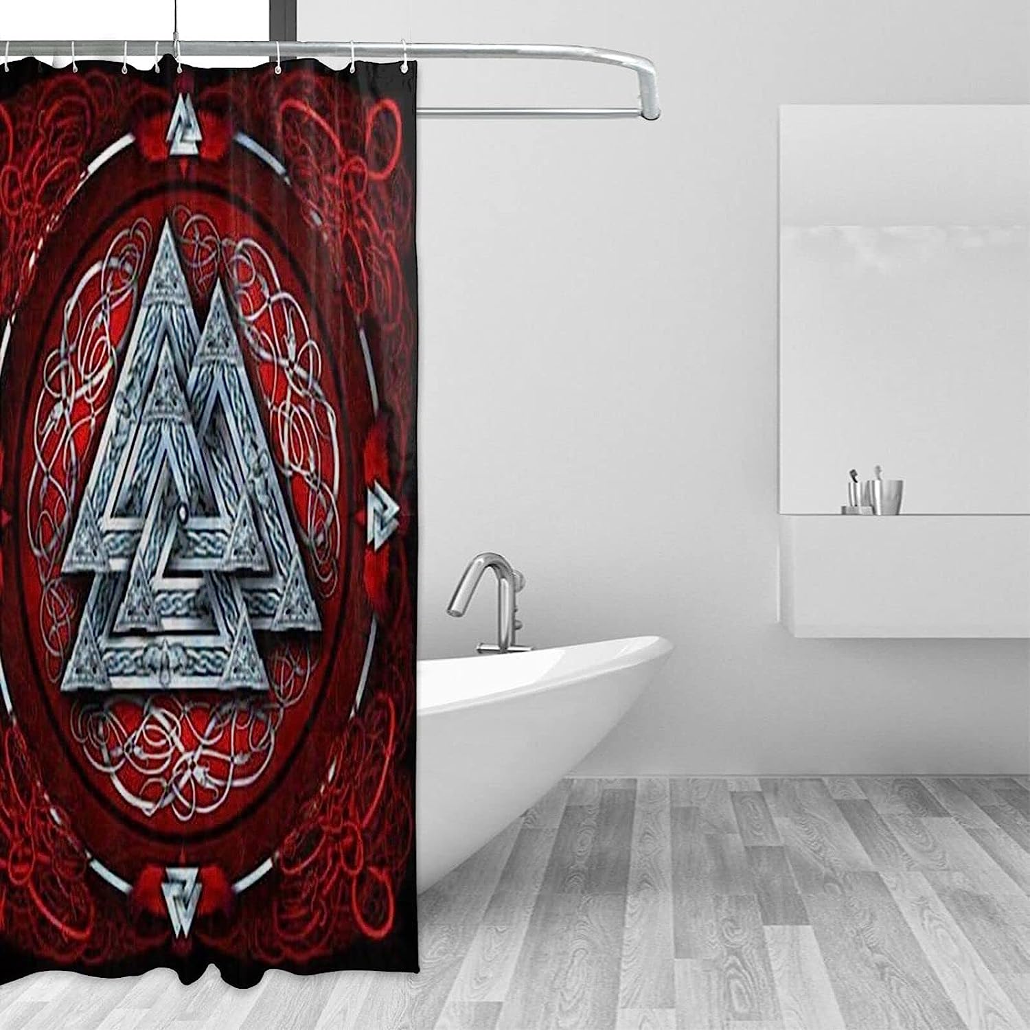 Retro Runic Viking Norse Mythology Shower Curtain - Waterproof Curtain for Home Decor
