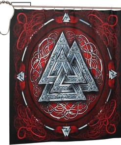 Retro Runic Viking and Norse Mythology Print Shower Curtain Bathroom Decor for Home, Hotel, Office 