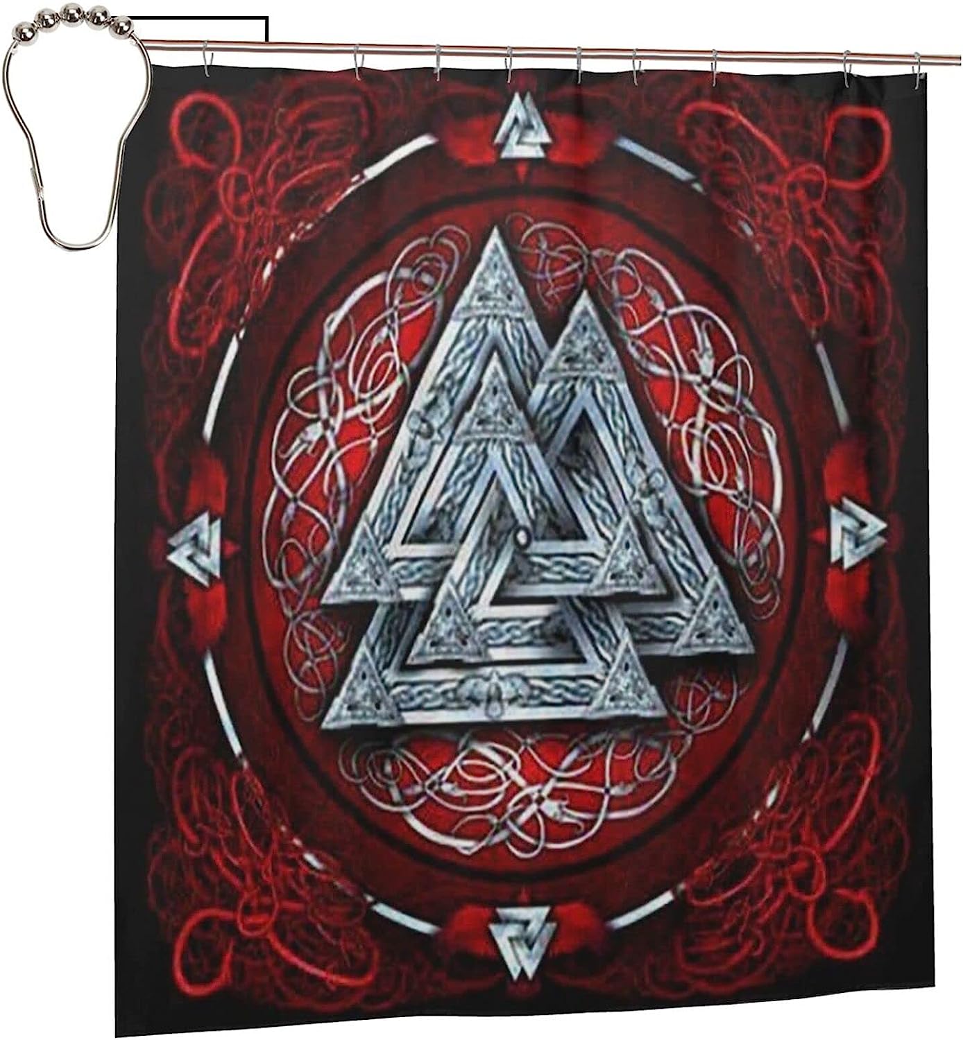 Retro Runic Viking and Norse Mythology Print Shower Curtain Bathroom Decor for Home, Hotel, Office