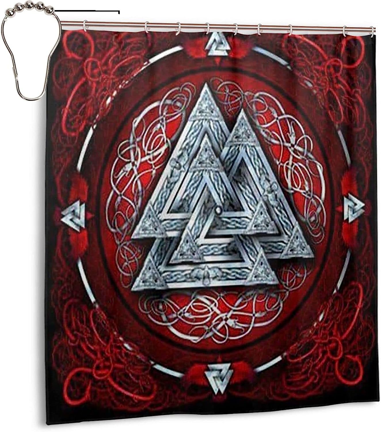 Retro Runic Viking and Norse Mythology Print Shower Curtain Bathroom Decor for Home, Hotel, Office