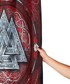 Retro Runic Viking and Norse Mythology Print Shower Curtain Bathroom Decor for Home, Hotel, Office