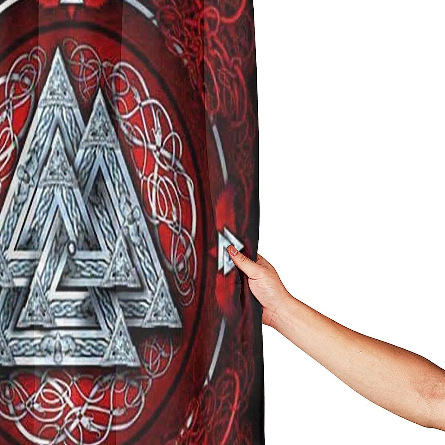 Retro Runic Viking and Norse Mythology Print Shower Curtain Bathroom Decor for Home, Hotel, Office