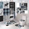 Retro Rustic Lodge Bear Moose Deer Shower Curtain and Bathroom Theme Set