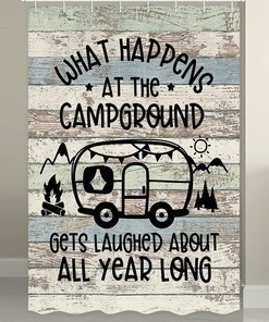 Retro Rustic Wood Funny Rv Shower Curtain For Travel Trailer Bathroom