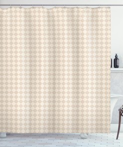 Retro Shabby Checked Print Shower Curtain For Elegant Bathroom