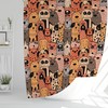 Retro Shower Curtain with Cute Dogs Pattern for Bathroom Decoration 