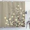 Retro Shower Curtain with Stylized Floral Print Flower for Bathroom - Elegant Bath Curtains for Vintage Decor