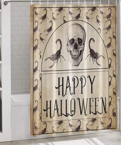 Retro Skull with Scorpion Shower Curtain for Spooky Halloween Bathroom Decor