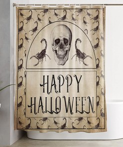 Retro Skull with Scorpion Shower Curtain for Spooky Halloween Bathroom Decor