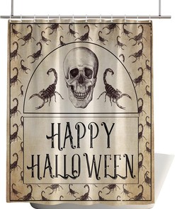 Retro Skull with Scorpion Shower Curtain for Spooky Halloween Bathroom Decor