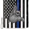 Retro Sloth American Flag Shower Curtain - Lightweight Machine Washable Waterproof Fabric Bathroom Accessory
