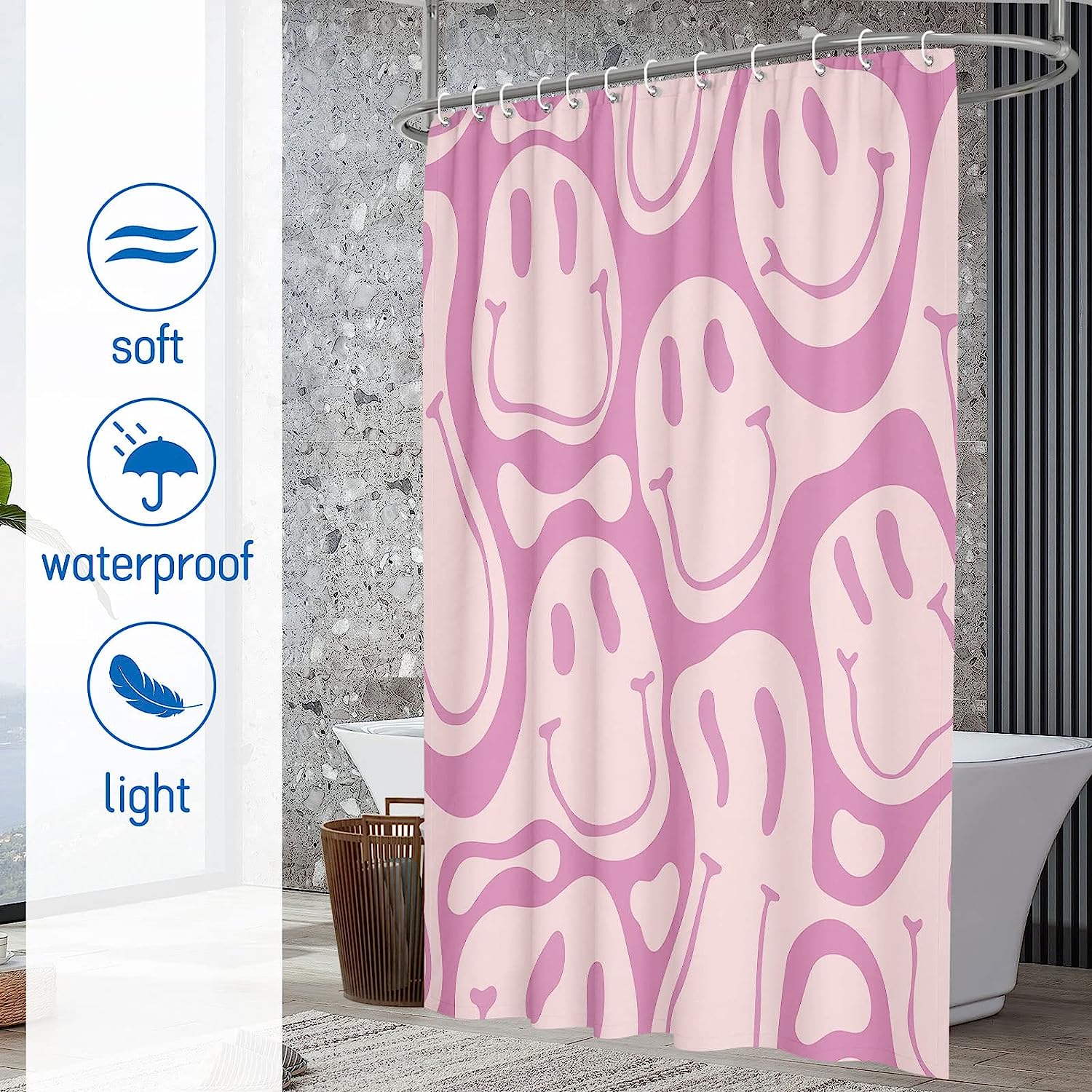 Retro Smile Shower Curtain for a Quirky and Fun Bathroom