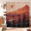 Retro Southwestern Boho Western Shower Curtain, Mountain Cactus Arizona Desert Sunset Print, Bathroom Decor