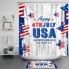 Retro Star Independence Day Shower Curtain for Bathroom - Patriotic Bath Accessories Set