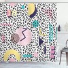 Retro Style 90S Geometric Pattern Half Moon Triangle Shower Curtain