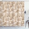 Retro Style Marine Animals Shower Curtain In Eggshell Brown And White