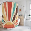 Retro Sun Custom Printed Boho Shower Curtain with Funky Abstract Design - Unique Bath Curtain for Retro Bathroom