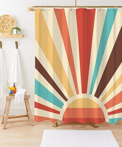 Retro Sunburst Shower Curtain for a Groovy Bathroom