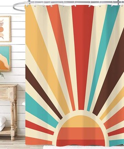 Retro Sunburst Shower Curtain for a Groovy Bathroom