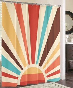Retro Sunburst Shower Curtain for a Groovy Bathroom
