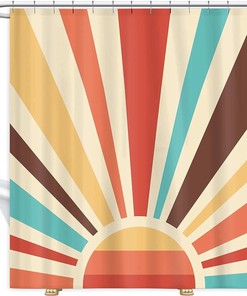Retro Sunburst Shower Curtain for a Groovy Bathroom