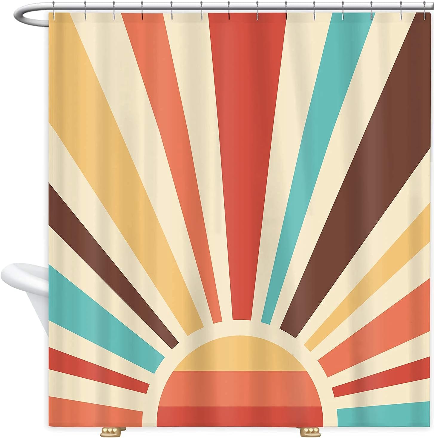 Retro Sunburst Shower Curtain for a Groovy Bathroom