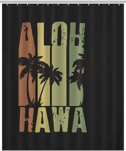 Retro Surf Shower Curtain - Aloha Hawaii - Adds A Vintage Touch To Your Bathroom