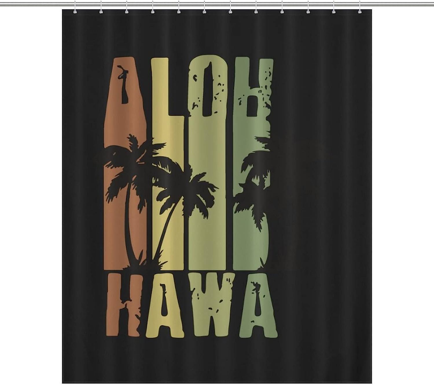 Retro Surf Shower Curtain - Aloha Hawaii - Adds A Vintage Touch To Your Bathroom