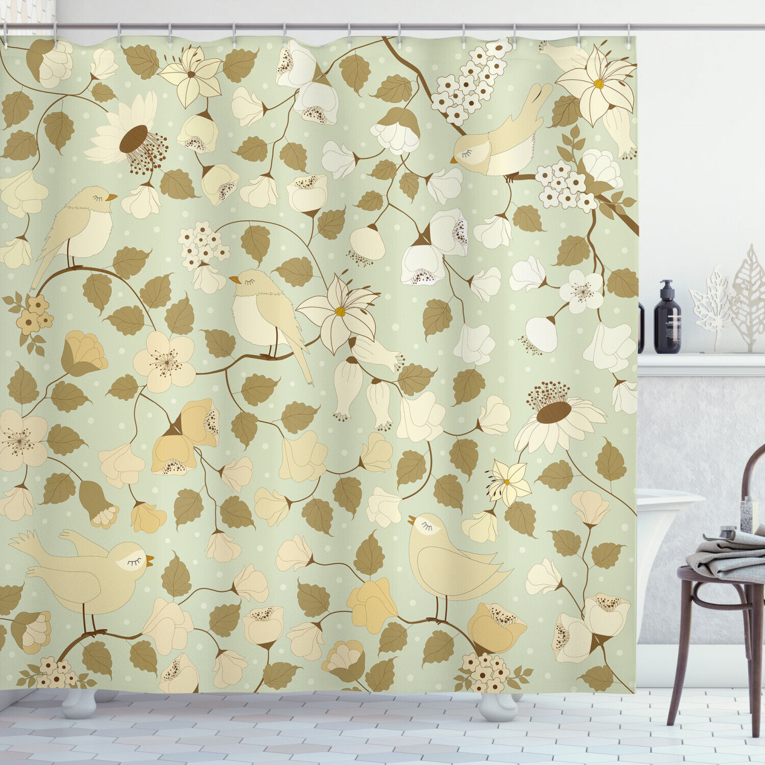 Retro Swirls Print Shower Curtain For An Eclectic Bathroom Decor