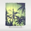 Retro Tropical Shower Curtain with Palm Trees and Beach Theme - Hawaiian Bath Accessory for Bathroom