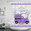 Retro Truck Purple Lavender Dragonfly Butterfly Shower Curtain - Rustic Farmhouse Bath Accessory for Bathroom Decor