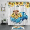 Retro Truck Sunflower Cow Shower Curtain - Rustic Farmhouse Bathroom Decor for Home
