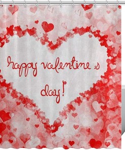 Retro Valentines Day Heart Shower Curtain for Romantic Bathroom Decor