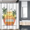 Retro Van And Palm Trees Shower Curtain For Travel Themed Bathroom Decor
