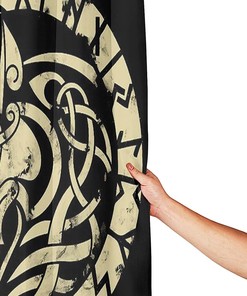 Retro Viking Wolf Print Shower Curtain - Waterproof Bath Curtain with Bathroom Decor for Home, Hotel, Office