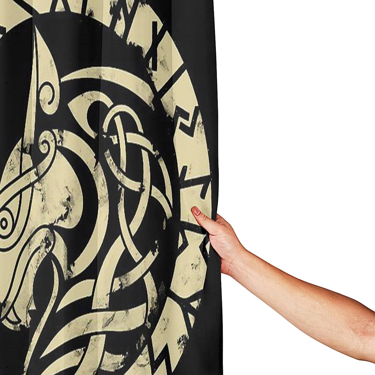 Retro Viking Wolf Print Shower Curtain - Waterproof Bath Curtain with Bathroom Decor for Home, Hotel, Office
